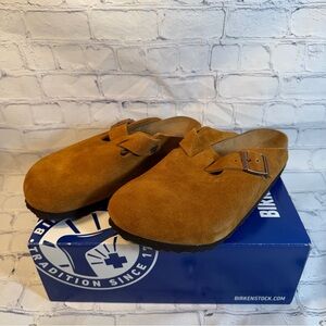 Birkenstock Tan Suede Slip-On Shoes